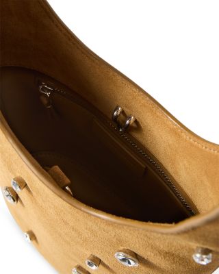 Crystal Embellished Leather Shoulder Bag