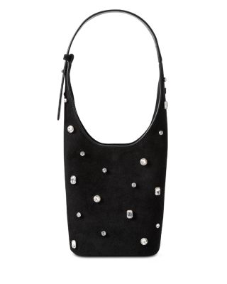 Crystal Embellished Leather Shoulder Bag