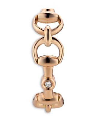 18K Rose Gold Horsebit Diamond Accent Openwork Ring