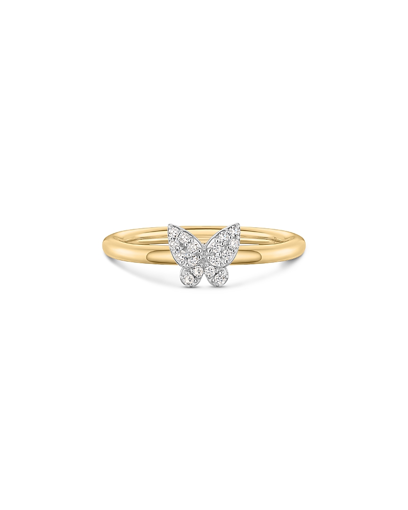 Phillips House 14K Yellow Gold Diamond Stack Butterfly Ring, 0.09 tcw