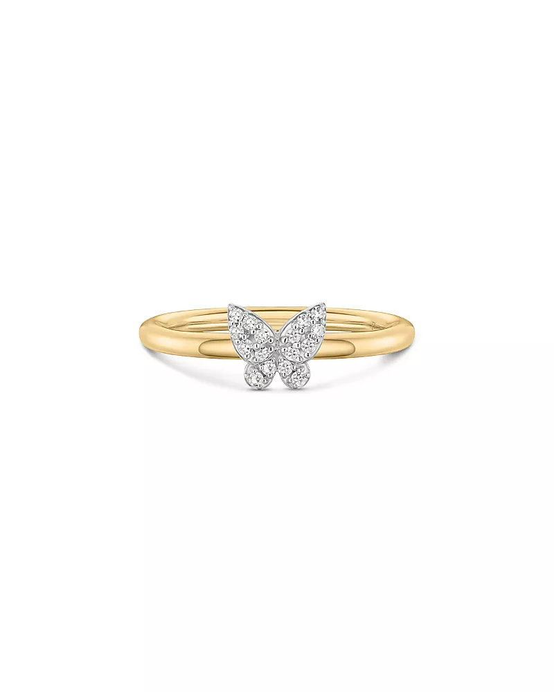 Phillips House 14K Yellow Gold Diamond Stack Butterfly Ring, 0.09 tcw