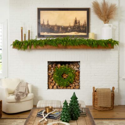 Pre-Lit Artificial Real Touch Norfolk Island Pine 9' Garland with Warm White LED Lights and Natural Look