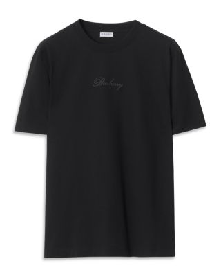 Ryan Check Cursive Logo Cotton T-Shirt