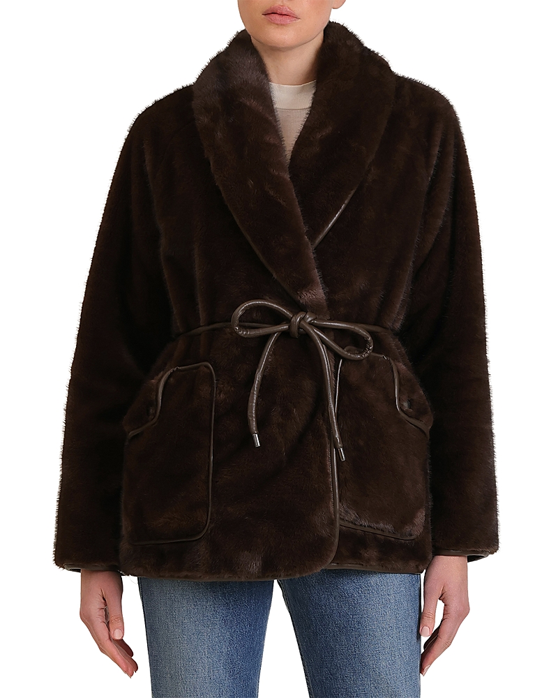 Avec Les Filles Coat Shawl Collar Coat With Binding Espresso In Brown