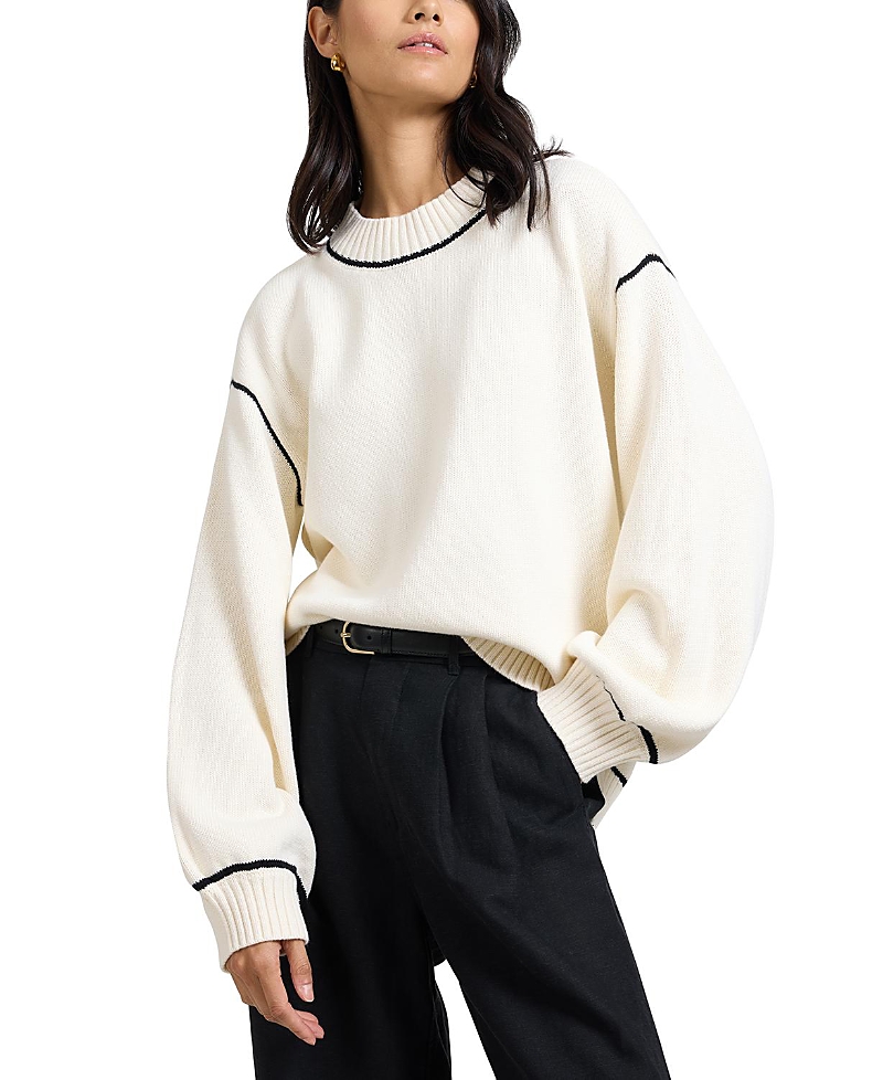 Onia Cotton Oversized Mock Neck Sweater In White