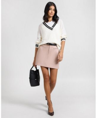  Deep V-neck Varsity Pullover Sweater