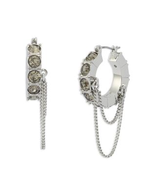 Stone Chain Hoop Earrings