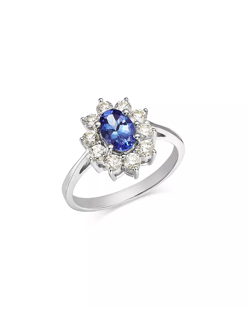 Bloomingdale's Fine Collection Diamond & Oval Tanzanite Ring in 14K White Gold