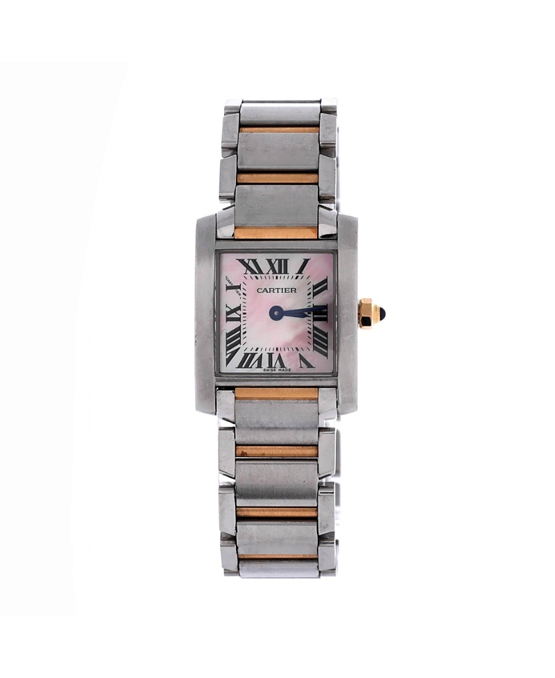 Pre-owned Pre-owned Cartier  Cartier Tank Francaise Quartz Watch In Stainless Steel And Rose Gold With Mother Of Pearl