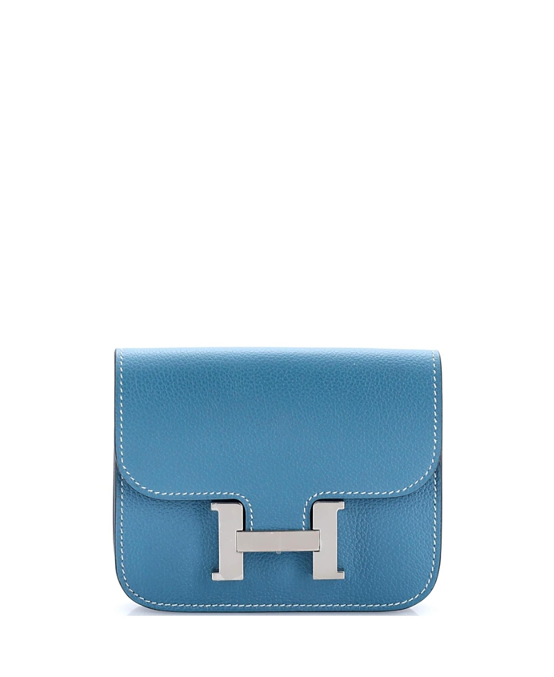 PRE-OWNED HERMES Pre-owned Hermes Constance Slim Wallet Evercolor In Blue