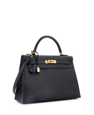 Kelly 32 Handbag Black Epsom with Gold Hardware