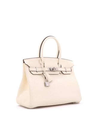 Birkin 30 Handbag Light Clemence with Palladium Hardware