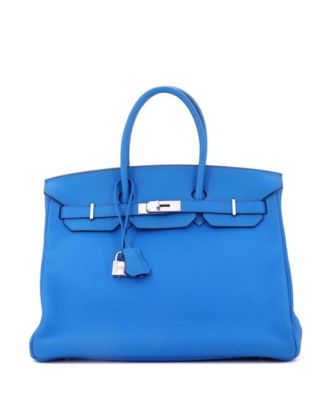 Birkin 35 Handbag Blue Togo with Palladium Hardware