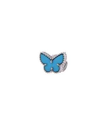 Sweet Alhambra Butterfly Stud Earrings 18K White Gold and Turquoise