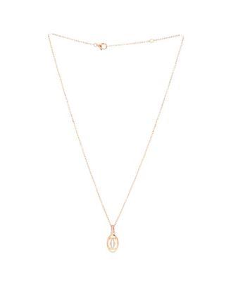  Logo Double C Pendant Necklace 18K Rose Gold with Diamonds, 15 - 16.25"