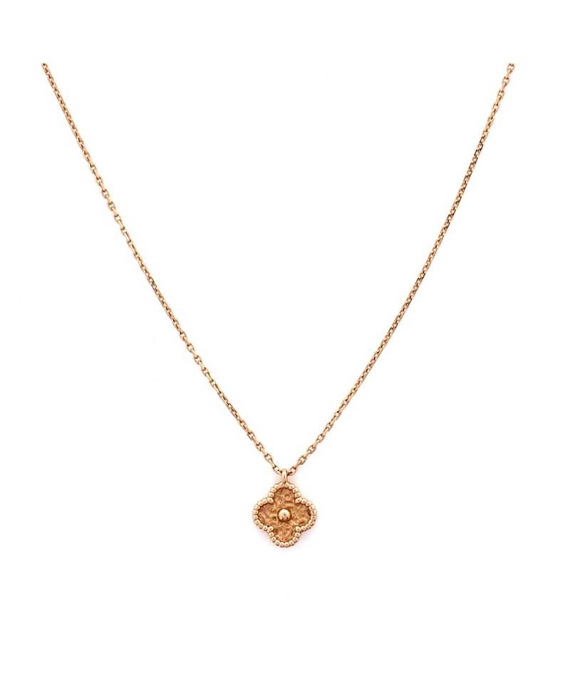 Pre-owned Pre-owned Van Cleef & Arpels Van Cleef & Arpels Sweet Alhambra Pendant Necklace 18k Rose Gold, 15 - 15.75" In Pink