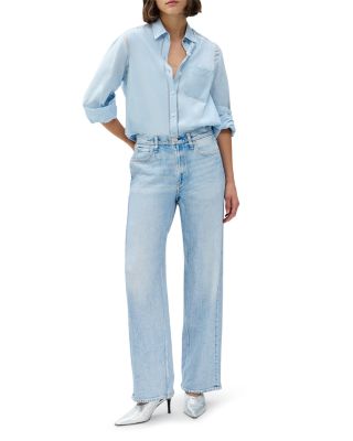 Miramar Terry Pull On Wide Leg Sweatpant Jeans in Aria