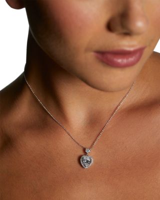 Le Bisou Cubic Zirconia Heart Halo Pendant Necklace, 16"-18"
