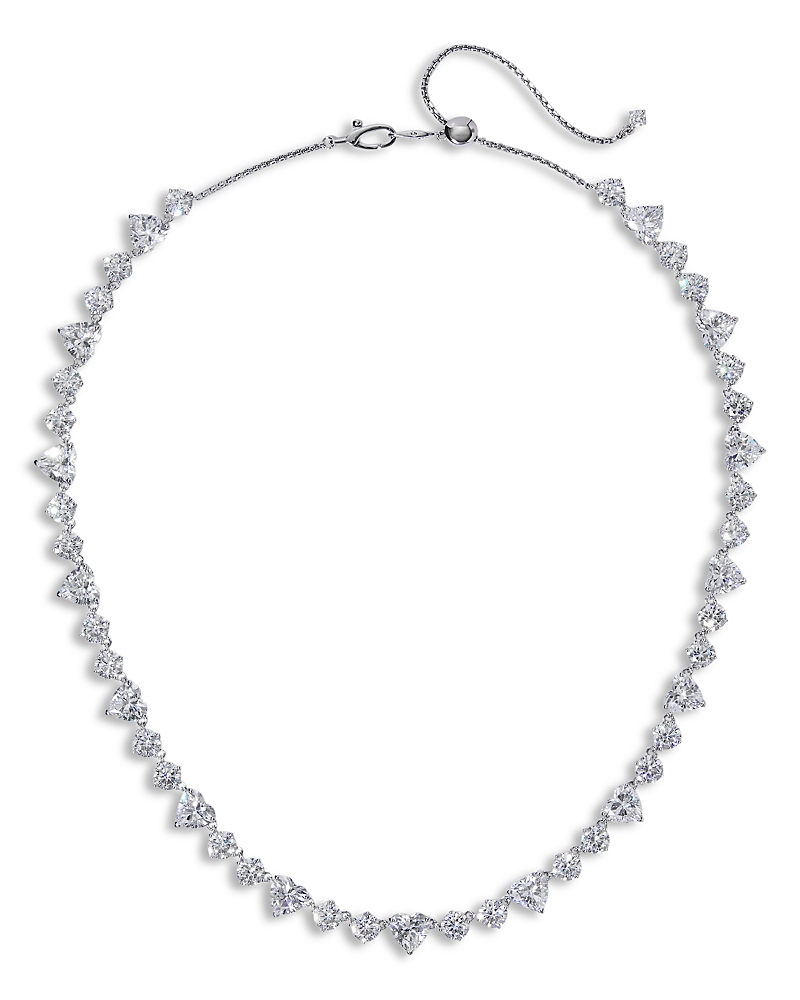 Nadri Le Bisou Cubic Zirconia Heart Collar Necklace, 18 In Silver