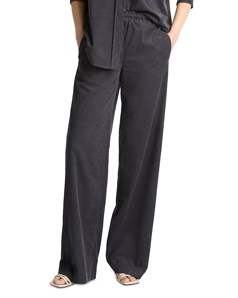 Vince Mid Rise Pull On Corduroy Pants In Black