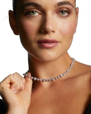 Le Bisou Cubic Zirconia Heart Collar Necklace, 18"