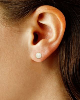 Gemstone Three Prong Stud Earrings in 14K Yellow Gold