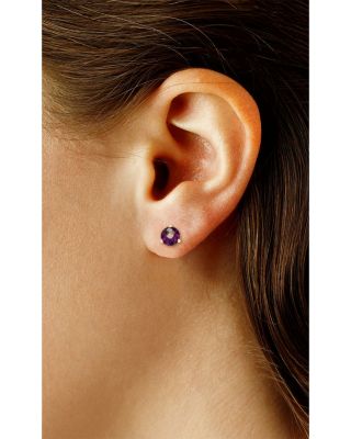 Gemstone Three Prong Stud Earrings in 14K Yellow Gold