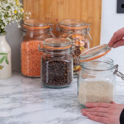 Square Clip Top Jars, Set of 4