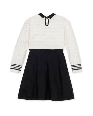 Girls' Organic Peter Pan Collar Sweater Dress with Bow - Little Kid, Big Kid