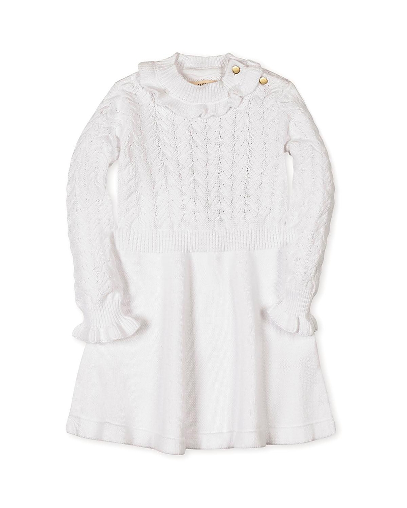 Hope & Henry Kids' Organic Chunky Ruffle Edge Sweater Dress In White