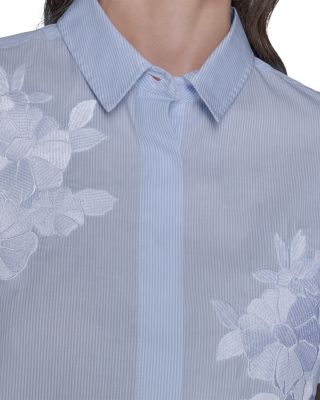 Stripe Floral Poplin Top 