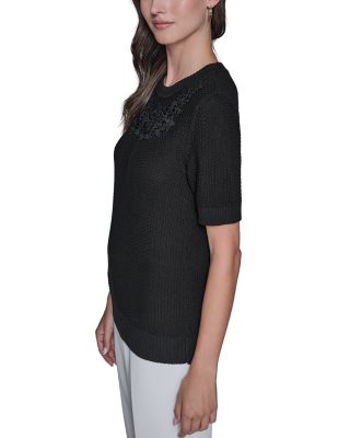 Floral Trimmed Sweater