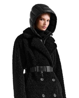 Tina Long Teddy Jacket with Removable Puffer Hood