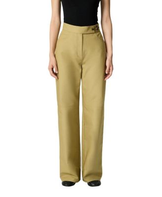  Side-Buckle High-Waist Wide Trousers