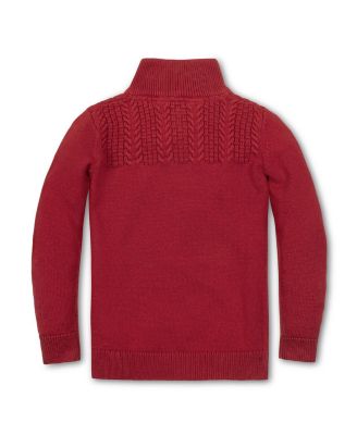 Boys' Organic Long Sleeve Mock Neck Sweater with Cable Yoke - Little Kid, Big Kid