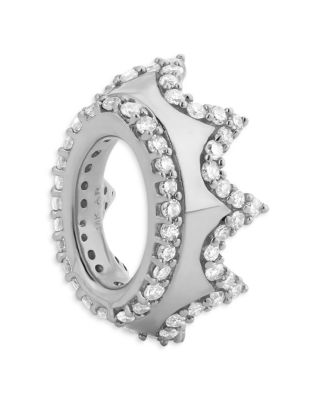 Sterling Silver Diamond Crown Big Bead Charm Pendant