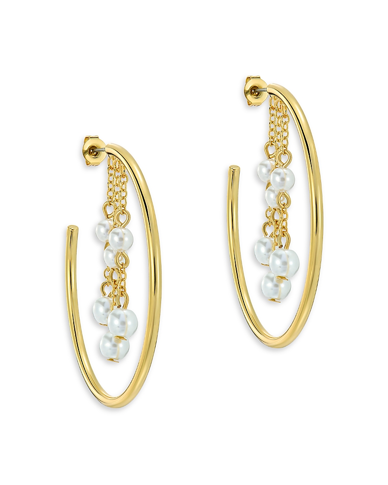 Ted Baker Cassidy Cascade Imitation Pearl Hoop Earrings, 1.7 Diameter In Gold