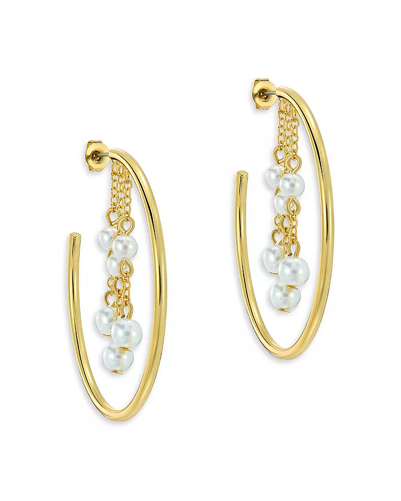 Ted Baker Cassidy Cascade Imitation Pearl Hoop Earrings, 1.7 diameter