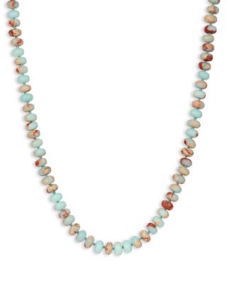 9K Yellow Gold Aqua Terra Jasper Lunar Landing Collar Necklace, 16"
