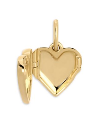9K Yellow Gold Diamond Groovy Heart Locket Hinged Charm Pendant