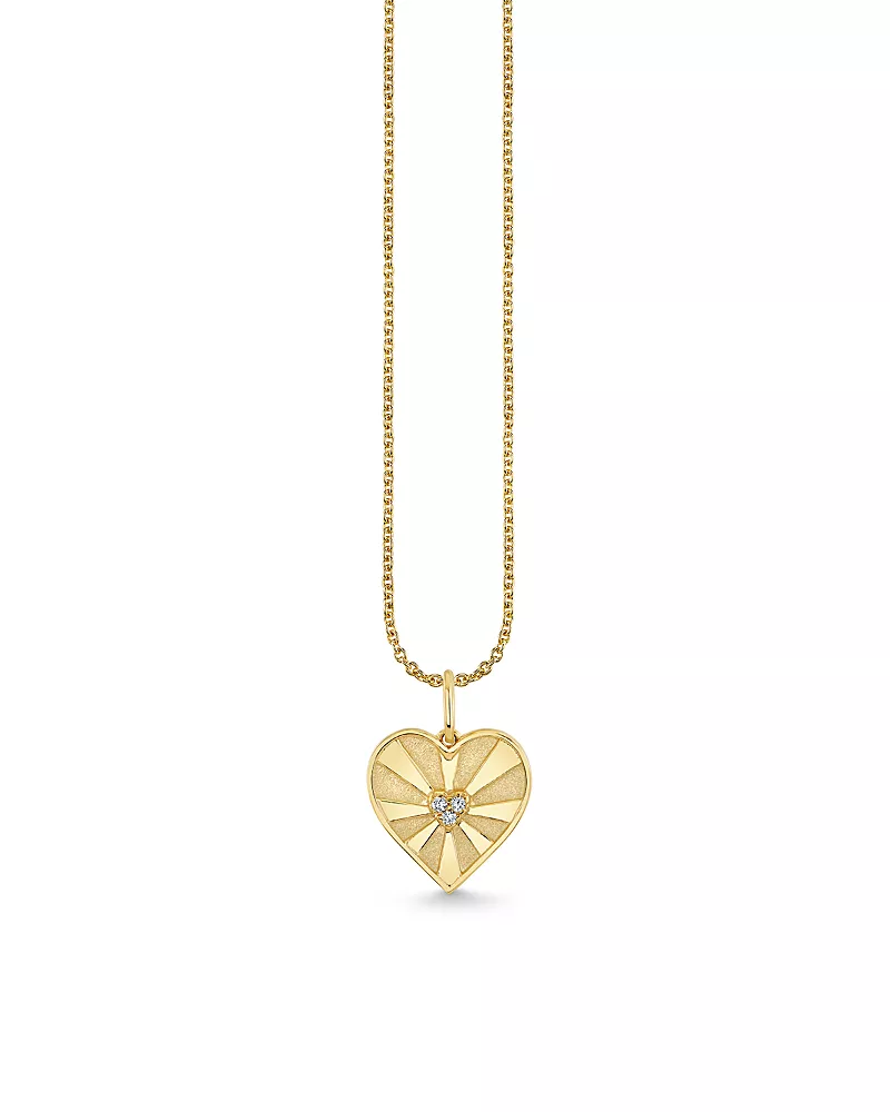 Sydney Evan 14K Yellow Gold Diamond Ace of Hearts Charm Necklace, 16