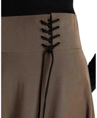 ASTER Full Midi Skirt with Leather Lacing Detail
