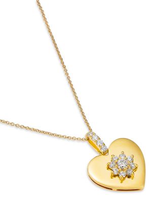 Diamond Heart Pendant Necklace in 14K Yellow Gold, 0.25 tcw