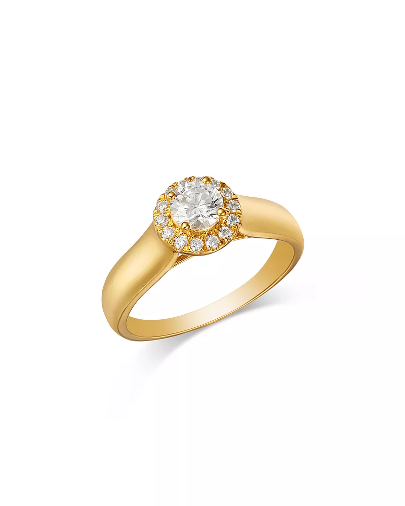 Bloomingdale's Fine Collection Diamond Halo Engagement Ring in 14K Yellow Gold, 0.62 tcw