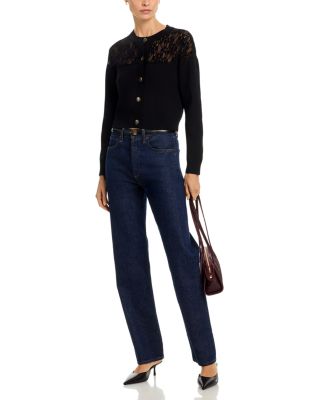 Lace Inset Cardigan Sweater - Exclusive