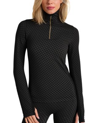 Apr&egrave;s Houndstooth Seamless Quarter Zip Top