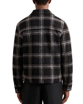 Varena Long Sleeved Zip Through Twin Pocket Check Overshirt