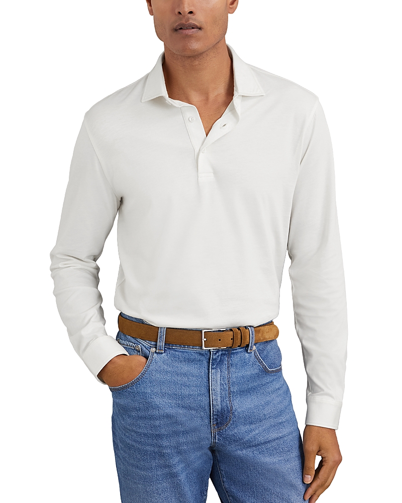 Reiss Porofino Long Sleeved Jersey Half Button Polo Shirt