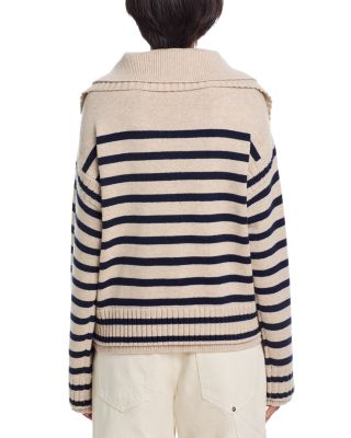 Ilaria Stripe Half Zip Wool Sweater