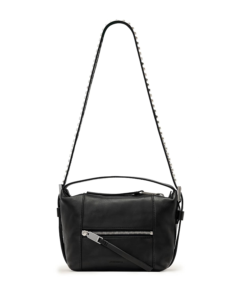 Allsaints Vega Embossed Leather Grab Bag In Black